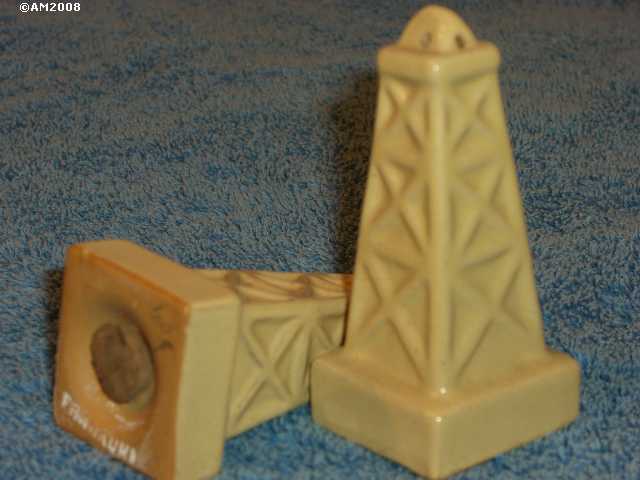 Oil Derrick shakers glazed ivory